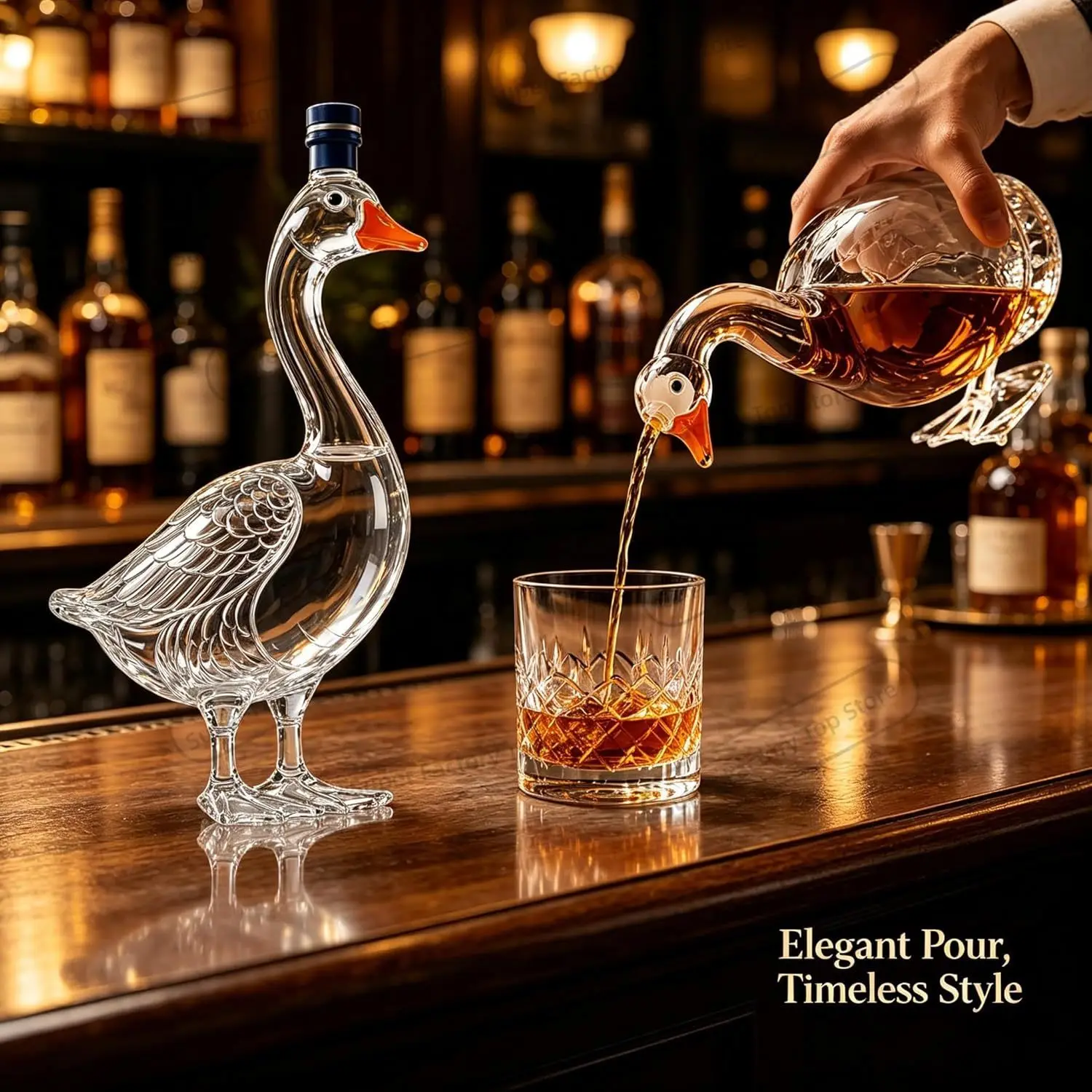 30th Anniversary 3D Sculpted Vodka Bottle,350ml Goose Glass Whiskey Bottle Decanter, Decorative Wine Bottle for Home Bar Display