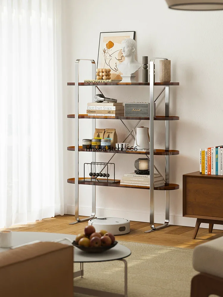 Household simple display storage rack medieval Bauhaus stainless steel shelf