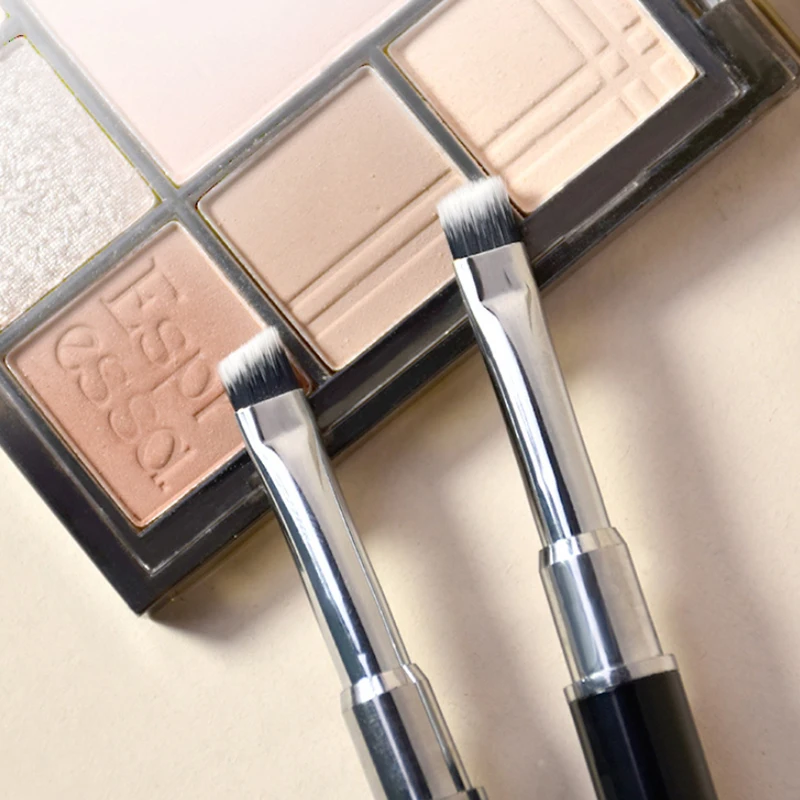 Zweiköpfiger Augenbrauenpinsel, Spirale, schräge Ecke, Make-up-Pinsel mit Deckel, leicht zu tragen, schöne Make-up-Tools, Schönheitskosmetik