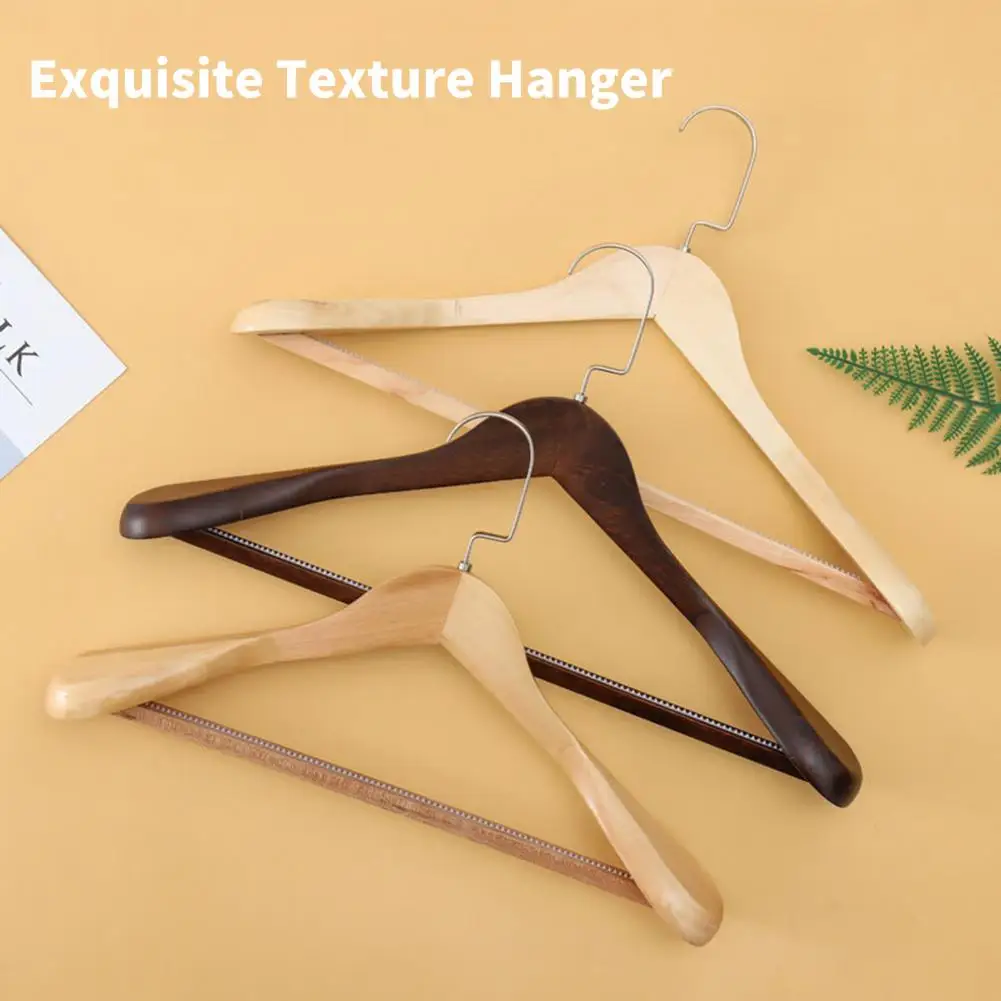 Clothes Hanger Bulge-free Wide Shoulder Coat Hanger With Sturdy Hook Natural Wood Non-slip Bedroom Closet Organizer For Home