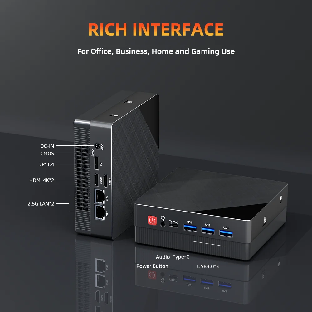 Mini PC Computer da gioco AMD Ryzen7 5825U R5 4500U 5500U Pocket Dual LAN WIFI6 4800H 5800H NUC Office DDR4 NVMe Quattro display