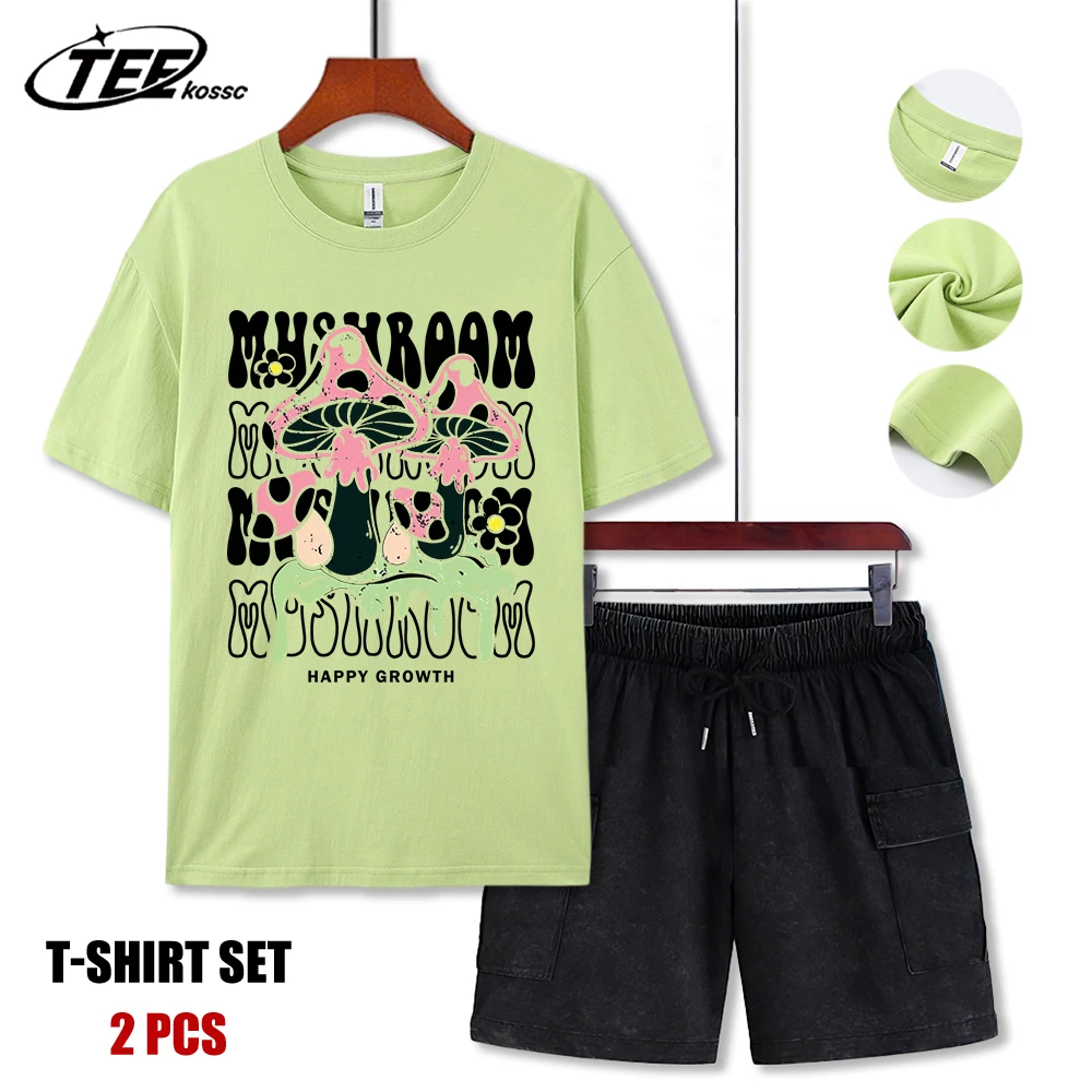 

Футболка с принтом красных грибов и маленьких цветов, мужская свободная хлопковая футболка, модная летняя футболка с коротким рукавом, универсальная одежда в стиле хип-хоп