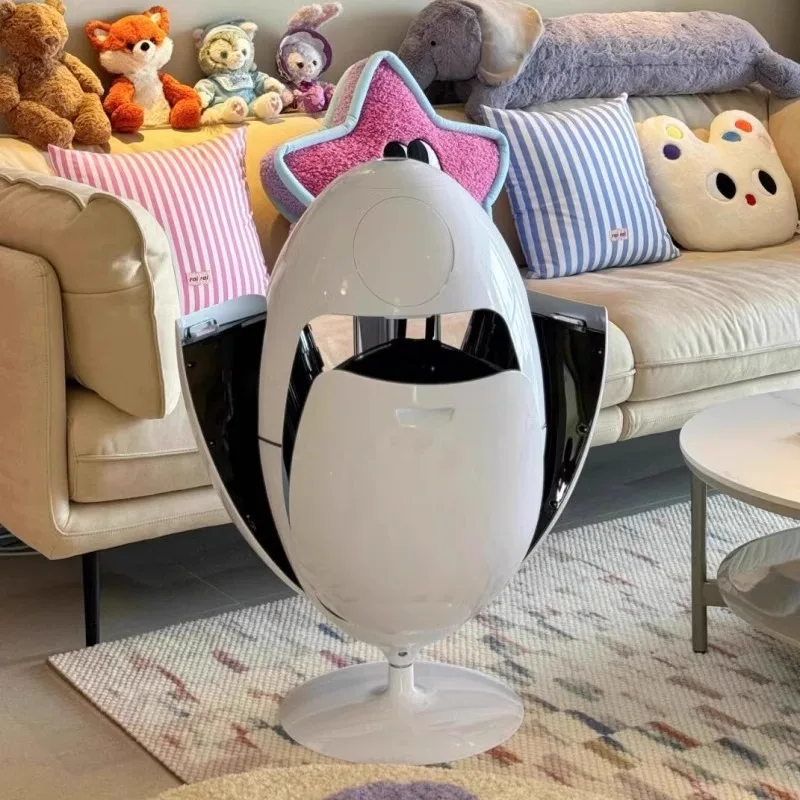 

Creative egg-shaped trash can household living room bedroom bathroom kitchen large capacity light luxury paper basket with lid