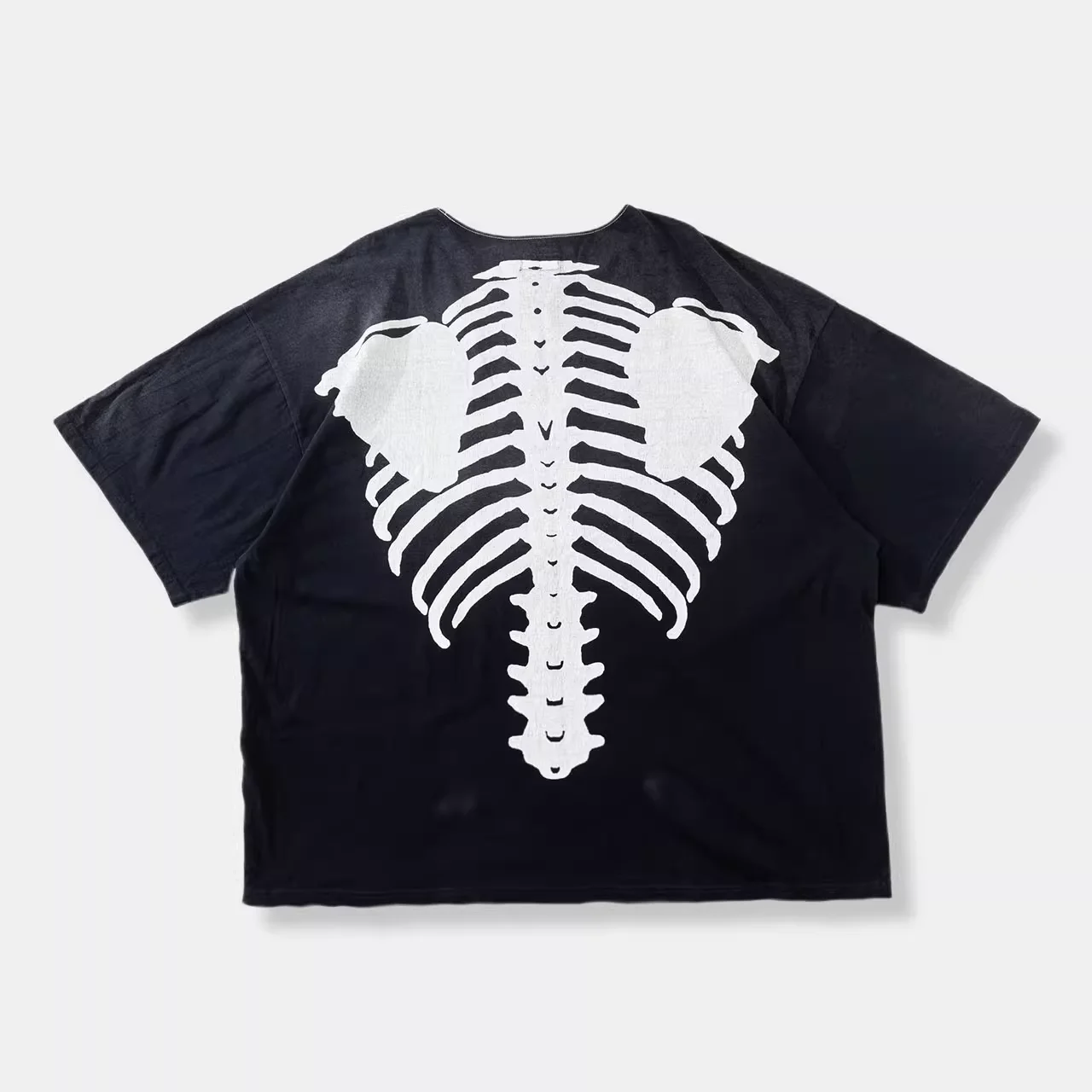 

KAPITAL 21ss Hirata Kazuhiro Japanese casual trendy loose splicing bone print short-sleeved T-shirt