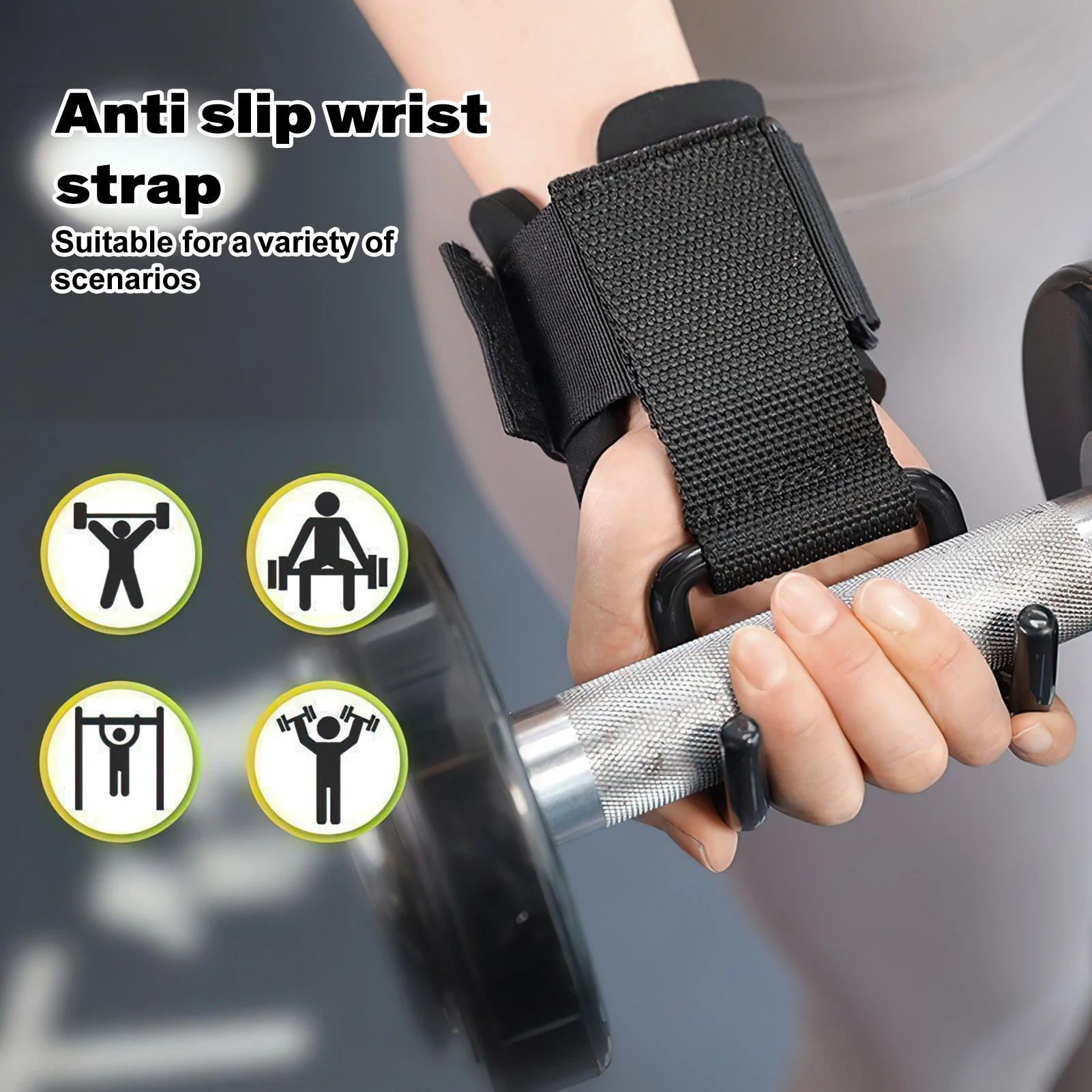 1/2 Stück Gewichtheberhaken für Männer und Frauen, Fitness-Handgelenkstützen, Rutschfeste Griffbänder für Krafttraining und Fitness – Detail 2
