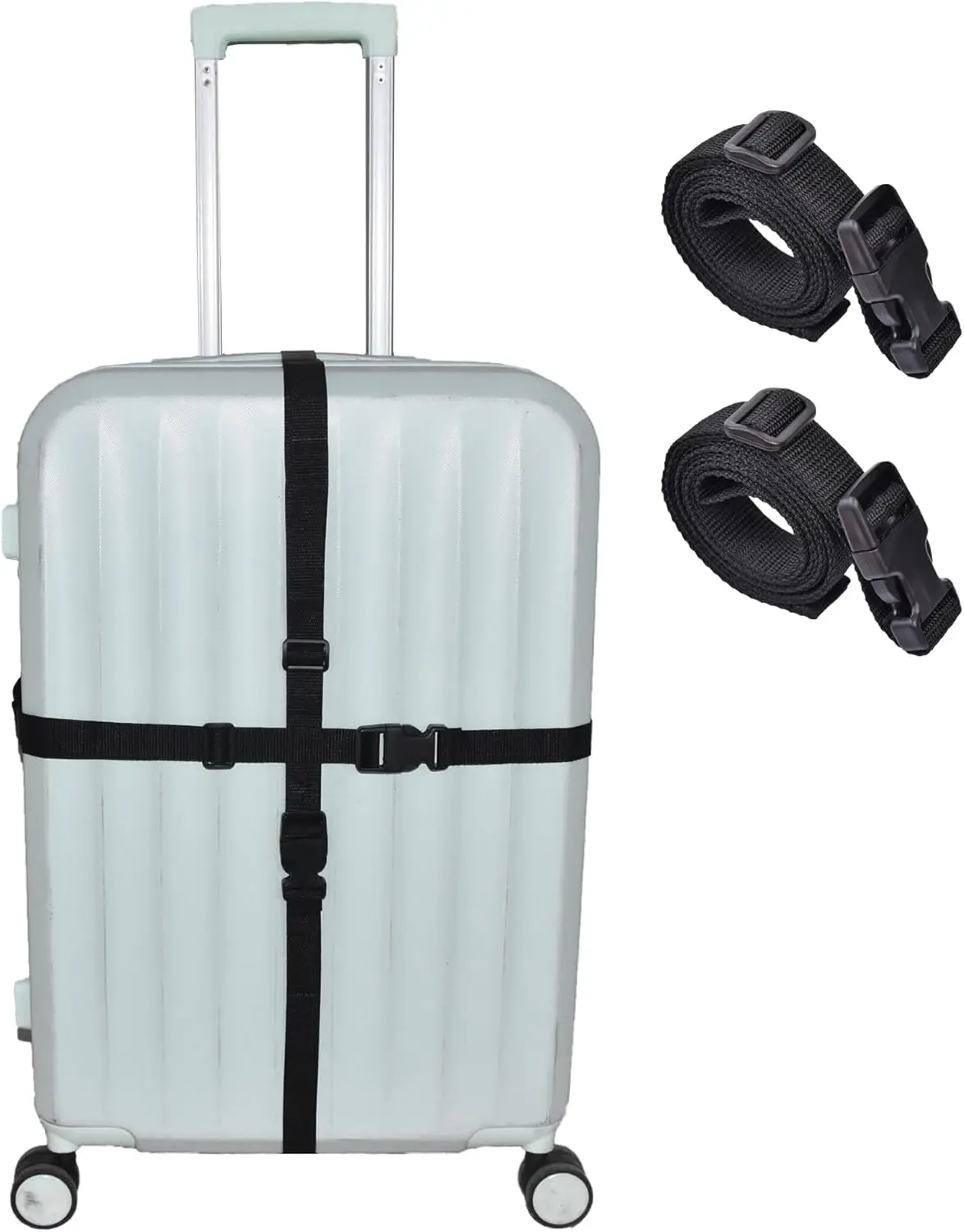2-Pack 1-Inch Nylon Quick Release Buckle Straps, Adjustable for Luggage and Storage