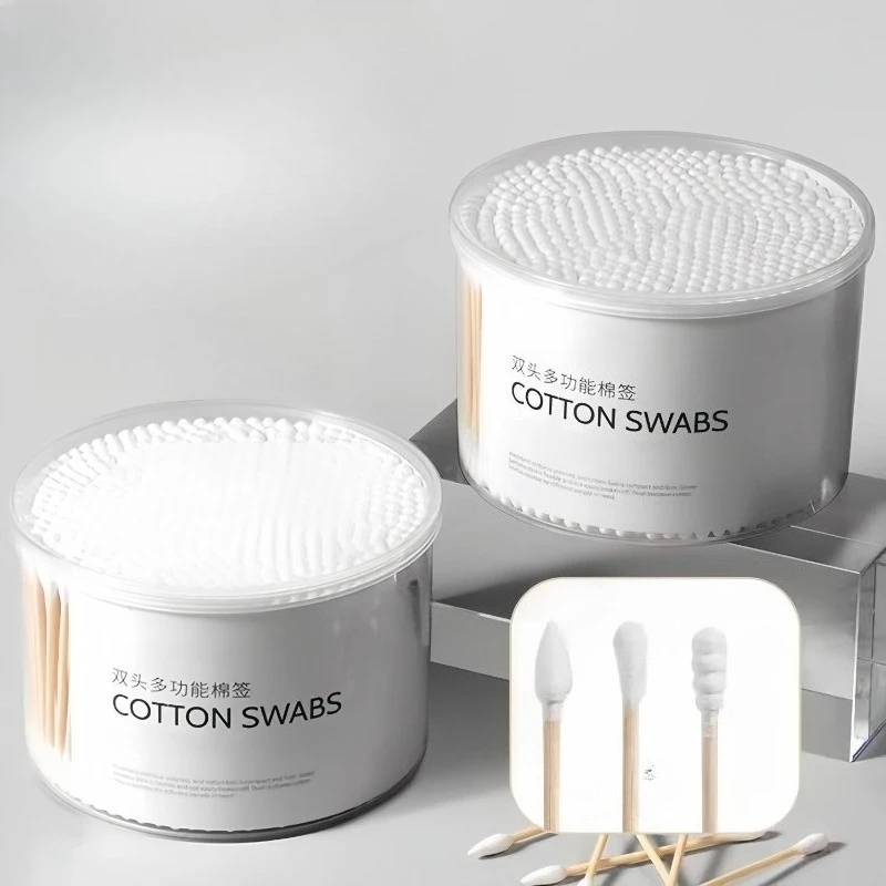

Ватные палочки в коробке для чистки ушей и макияжа, одноразовые, двусторонние, гигиеничные, косметические ватные шарики