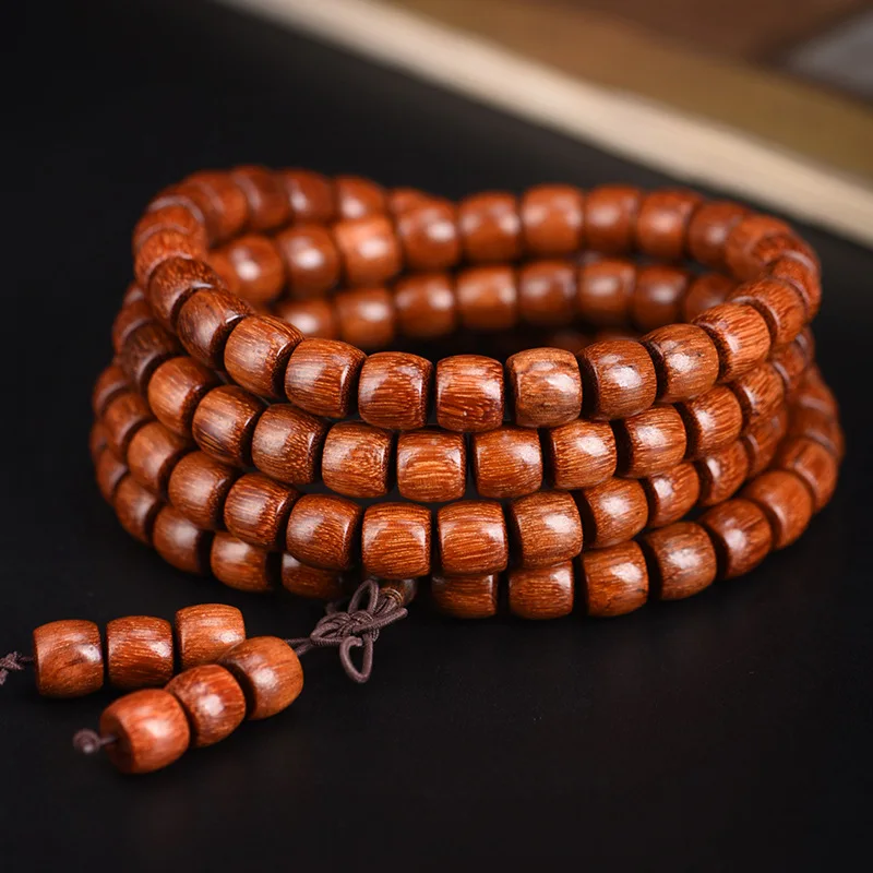 Indonesian Golden Star Rosewood straight-cut barrel , antique material Buddhist prayer beads, bracelet, jewelry, hand-held