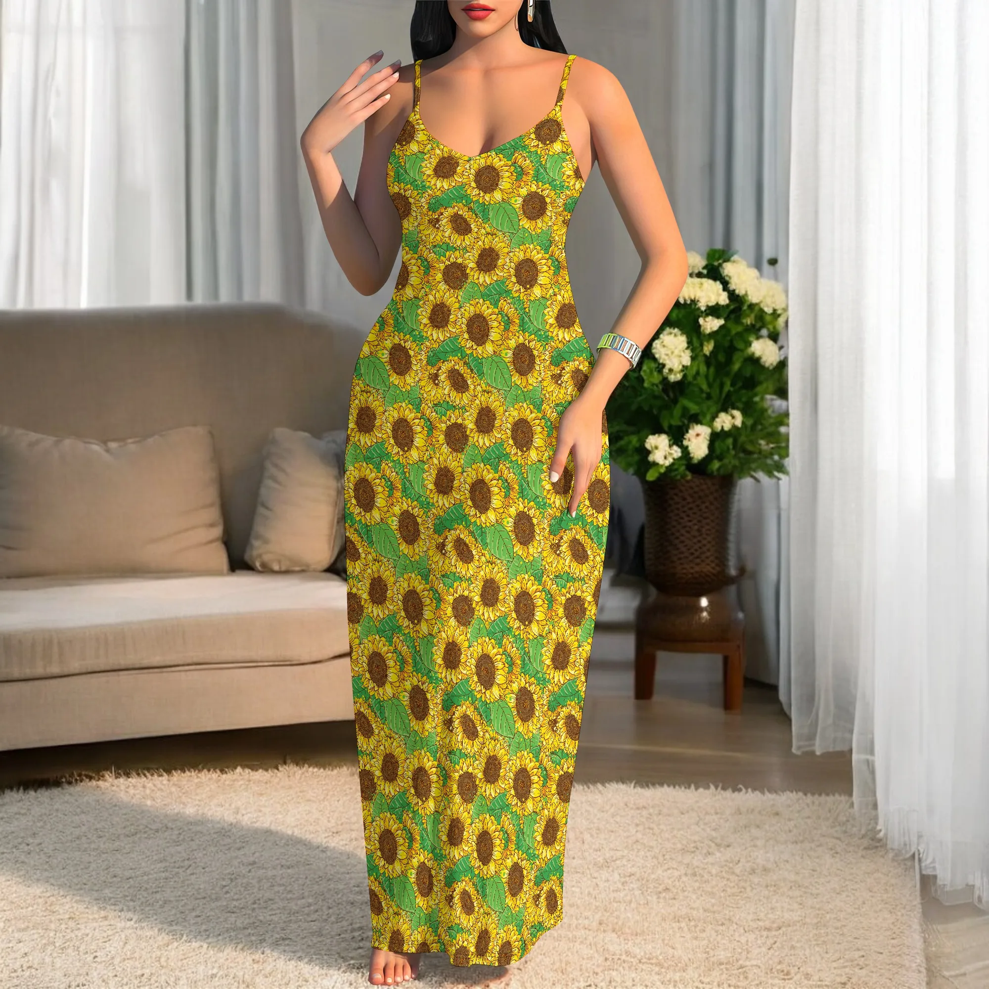 

Women's Floral Print Maxi Dress Spaghetti Strap Casual Elegance for at home, Go out, Party