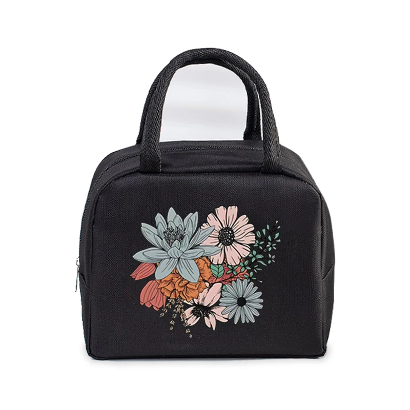 Wild Flower Vintage Print Insulated Lunch Bag Women Men Food Cooler Bag Bohemia Flower Leakproof Tote Food Storage Bento Bags