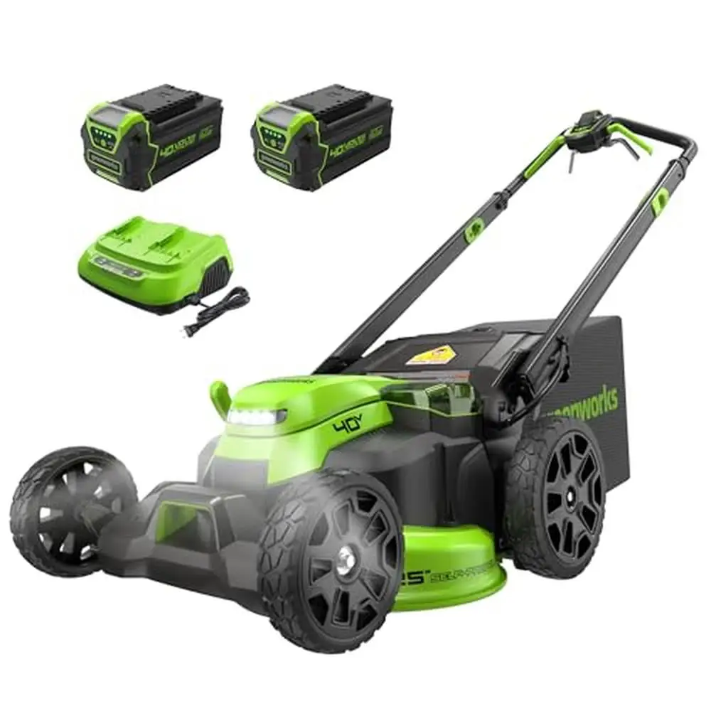 

40V 25" Brushless Cordless Self-Propelled Lawn Mower 75 Compatible Tools 4.0Ah Batteries Dual Port Rapid Charger Durable Steel