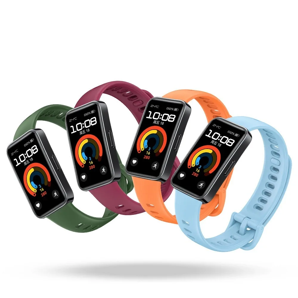 สายนาฬิกาซิลิโคนแบบพกพาเปลี่ยนอุปกรณ์เสริมสร้อยข้อมือนาฬิกาอัจฉริยะ Breathable Watchband สําหรับ Huawei Band 9/8