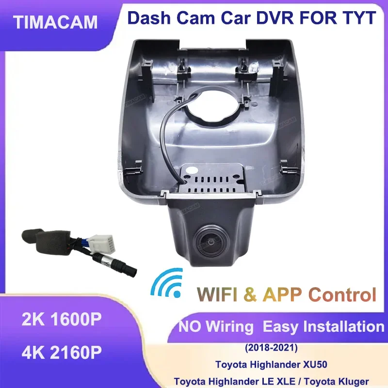 2160P 4K Dual Lens Dash Cam 2K Car Dvr Driving Recorder For Toyota Highlander XU50 LE XLE for Toyota Kluger 2018 2019 2020 2021