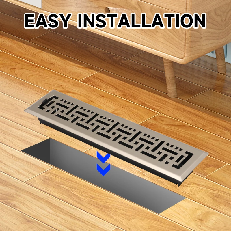Floor Ventilation Opening 2x14in, Durable Ventilation Grille With Adjustable Knobs, Suitable For Homes, Apartments And Offices