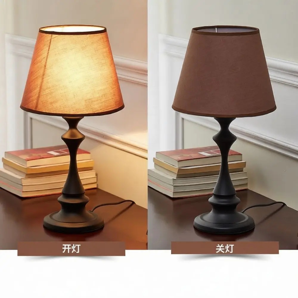 American Retro Bedside Table Lamp Vintage Desk Light Dimmable Bedroom Reading Night Lamp Decorative Office Study Light