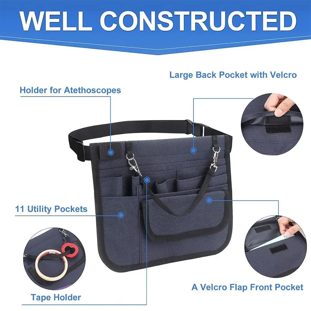 Multi Pocket Nurse Fanny Pack Adjustable Waist Strap Oxford Cloth Tool Waist Bag Thickened Organizer Pouch Nursing Belt Bag