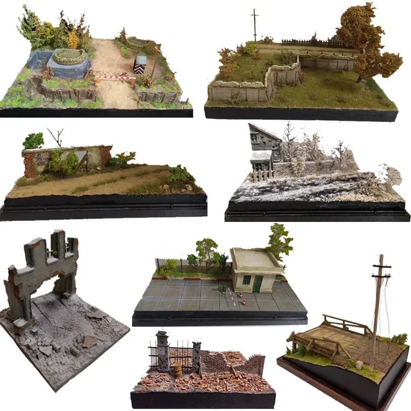 1/72 Simulation Miniature Military Scene Model Military War Sand Table Layout Miniature Wilderness Desert Road Platform Base