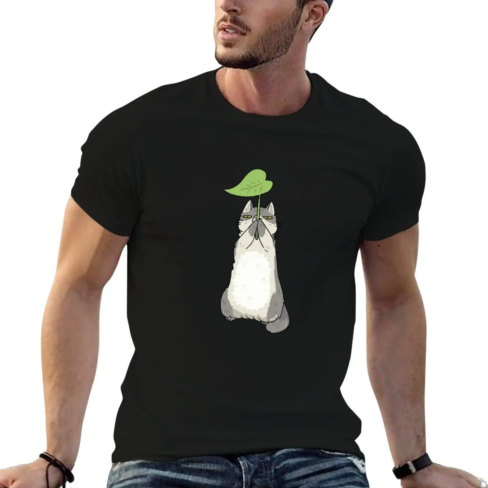 

t for with cotton 100% man shirts cotton shirt T-Shirt t anime Cat tshirt stalk man
