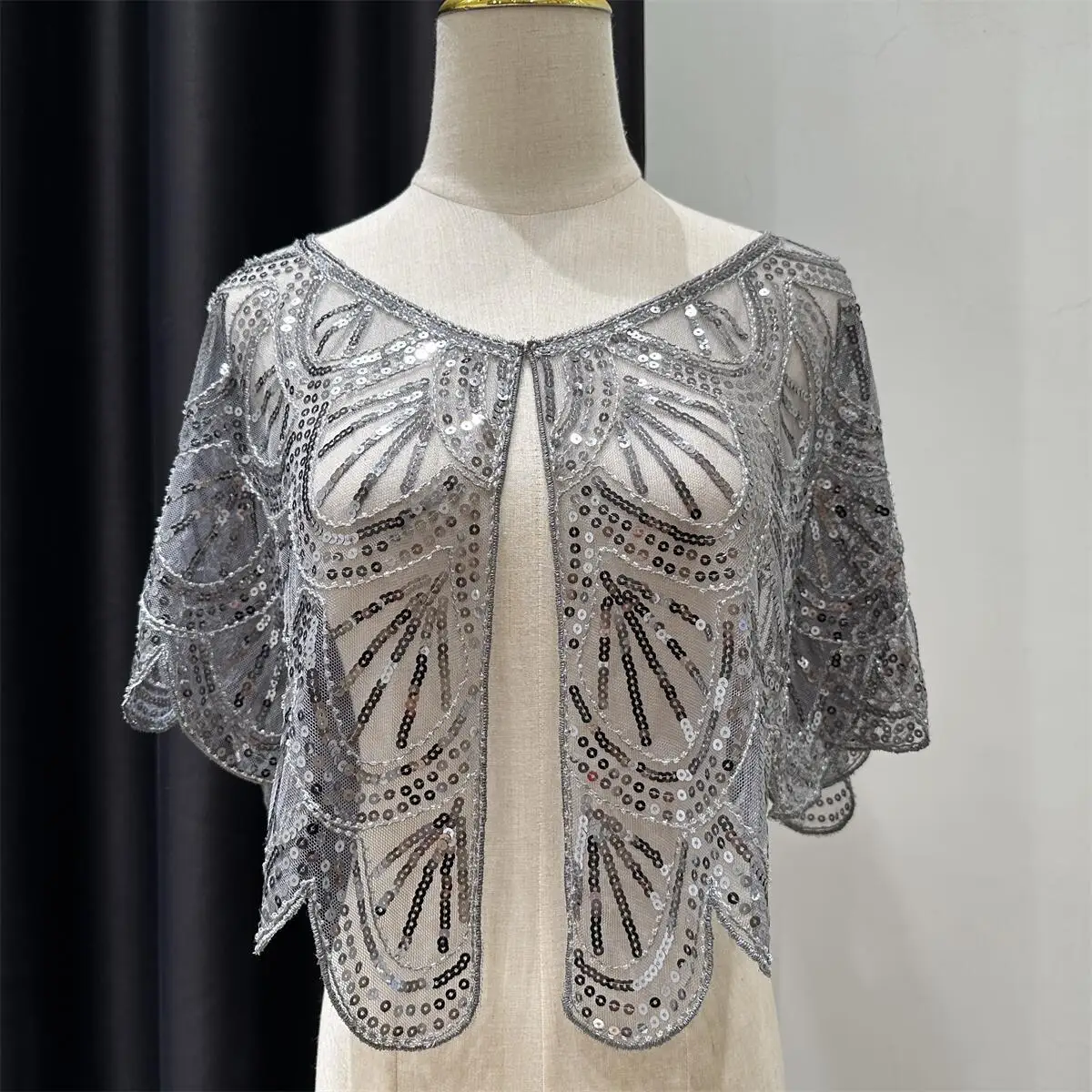 

NEW Fashion Party Shawl Women 1920s Shawl Beaded Sequin Deco Evening Cape Flapper Cover Up Gatsby Themed And Wedding Femme Gown