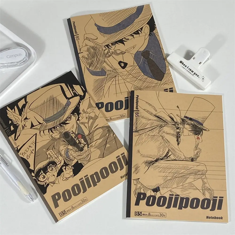 Detective Conan Kaito Kid B5 saddle stitched kraft notebook ins style anime journal student collectible gift cartoon notepad view 2