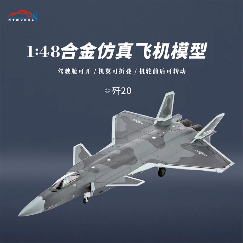 

Diecast Model 1:48 Scale J-20 Simulation Alloy Model Fighter Jet Bomber Aircraft Alloy Model Decorative Item,
