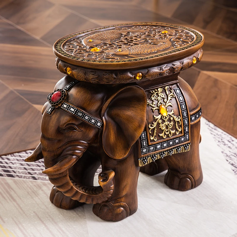 Elegant Elephant - Shaped Stool Ideal for Shoe Changing at Entrance, Floor to Ceiling Living Room Decoration and Seat Pier