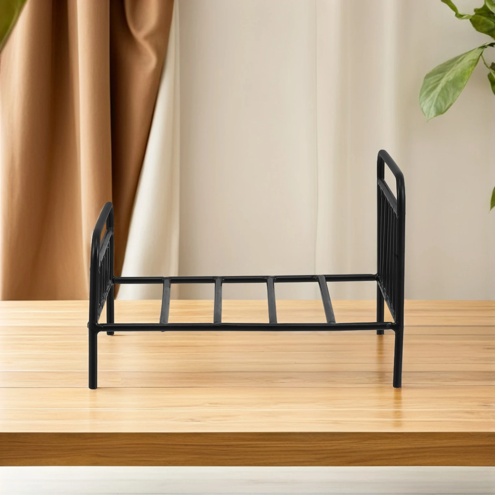 가구 작은 침대 꽃 냄비 스탠드 장식 화분 액세서리 검은 인형 집 장식을위한 철