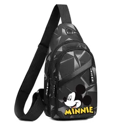 Mickey Minnie Mouse bolsa de peito masculina com um ombro para esportes ao ar livre, bolsa multifuncional tiracolo, mochila mensageiro casual