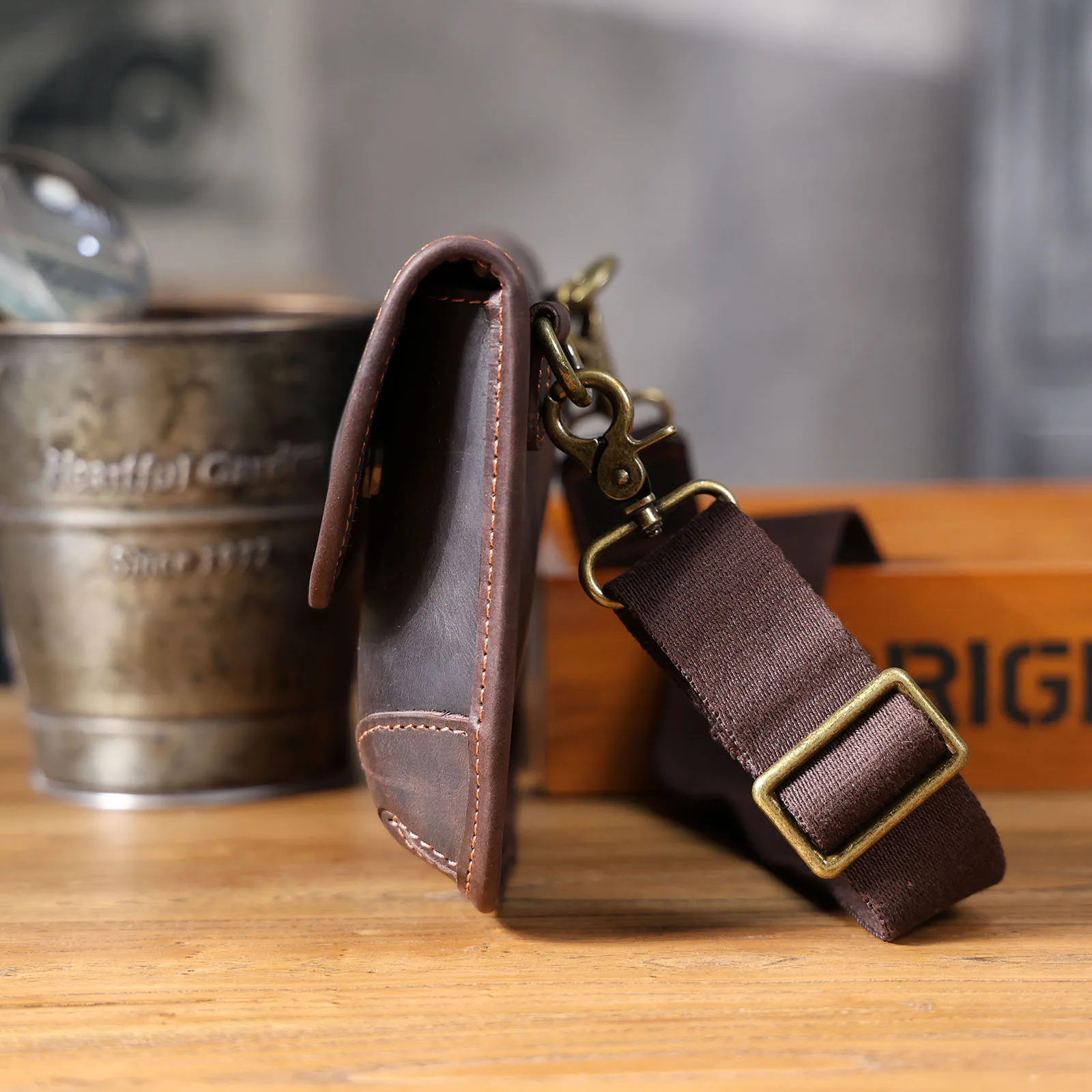 S. Arbeiter Echt leder Herren Umhängetasche, Umhängetaschen einfache Mode Rindsleder Tasche, Crazy-Horse Leder lässig Vintage-Stil – Detail 9