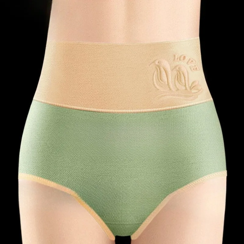 

Mid-high Waist Cotton Women's Underwear Women's Cotton Anti-bacterial Belly Lift Hip Big Size Fat Mm Triangle Shorts Head 2024