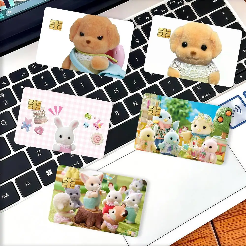 Cartoon cute S-SylvanianS Credit Card Decorative Card Stickers Suitable For Bank Cards Metro Transit Anti-scratch Gift 4PCS