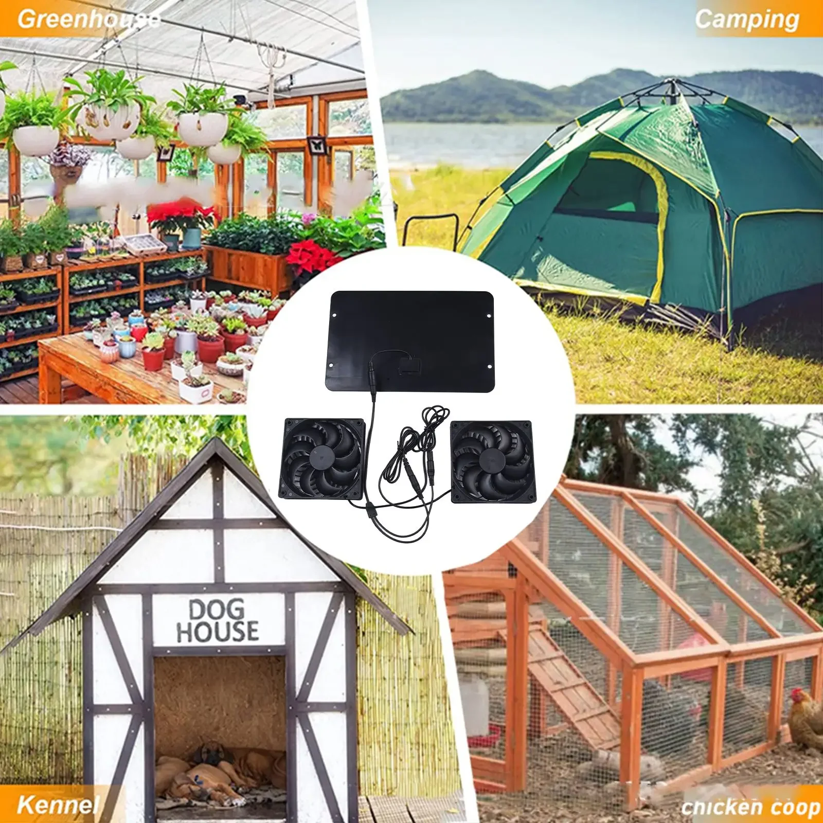 Solar Powered Fan 12V 10W Waterproof Dual Exhaust Fan Waterproof Design Cool And Clean For Camping Greenhouse Solar Panel Kit