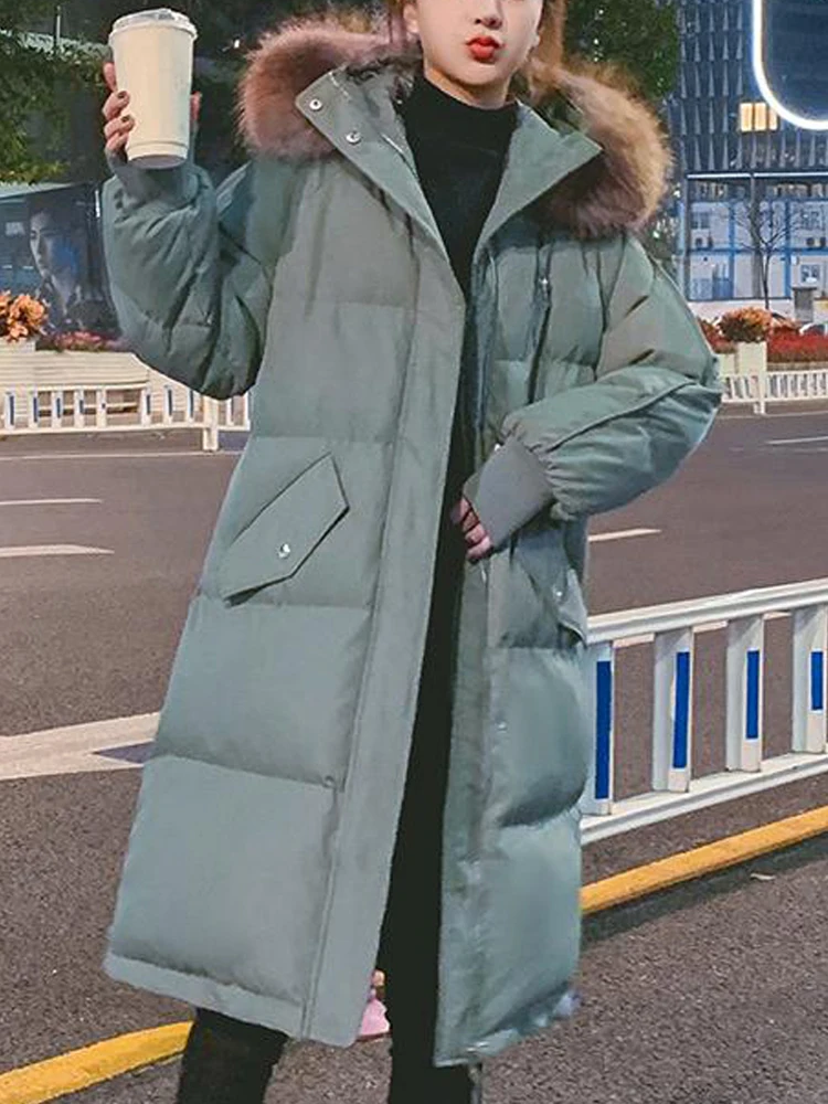 

Long Puffer Jackets Women Winter Thick Warm Cotton Padded Coat Female Korean Fashion Casual Loose Zipper Hooded Oversized Parkas