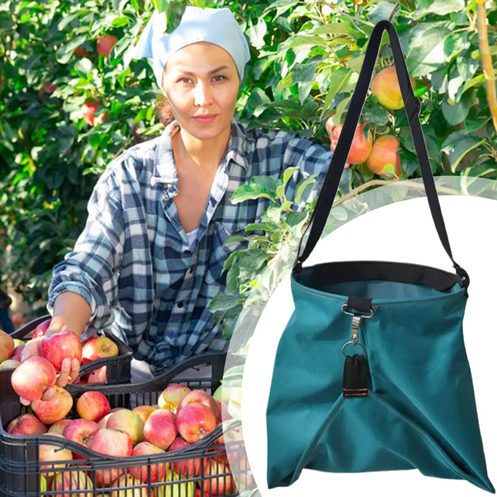 Delantal de cosecha, bolsa para recoger frutas, delantal grande para recoger frutas con bolsillos de liberación rápida para deshierbe de verduras de granja, recogida de bayas