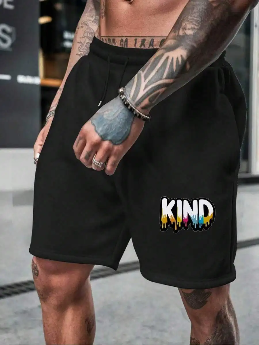 

Colorful Drip Kind Graphic Mens Casual Shorts Summer Wear