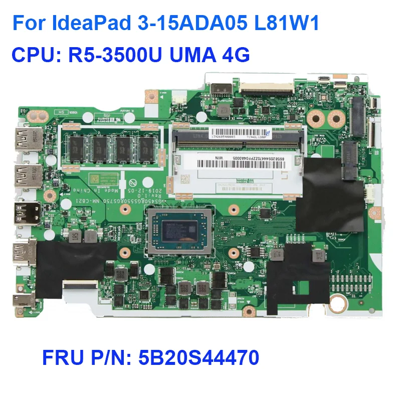 5B20S44470 For IdeaPad 3-15ADA05 L81W1 R5-3500U UMA 4G Laptop Motherboard
