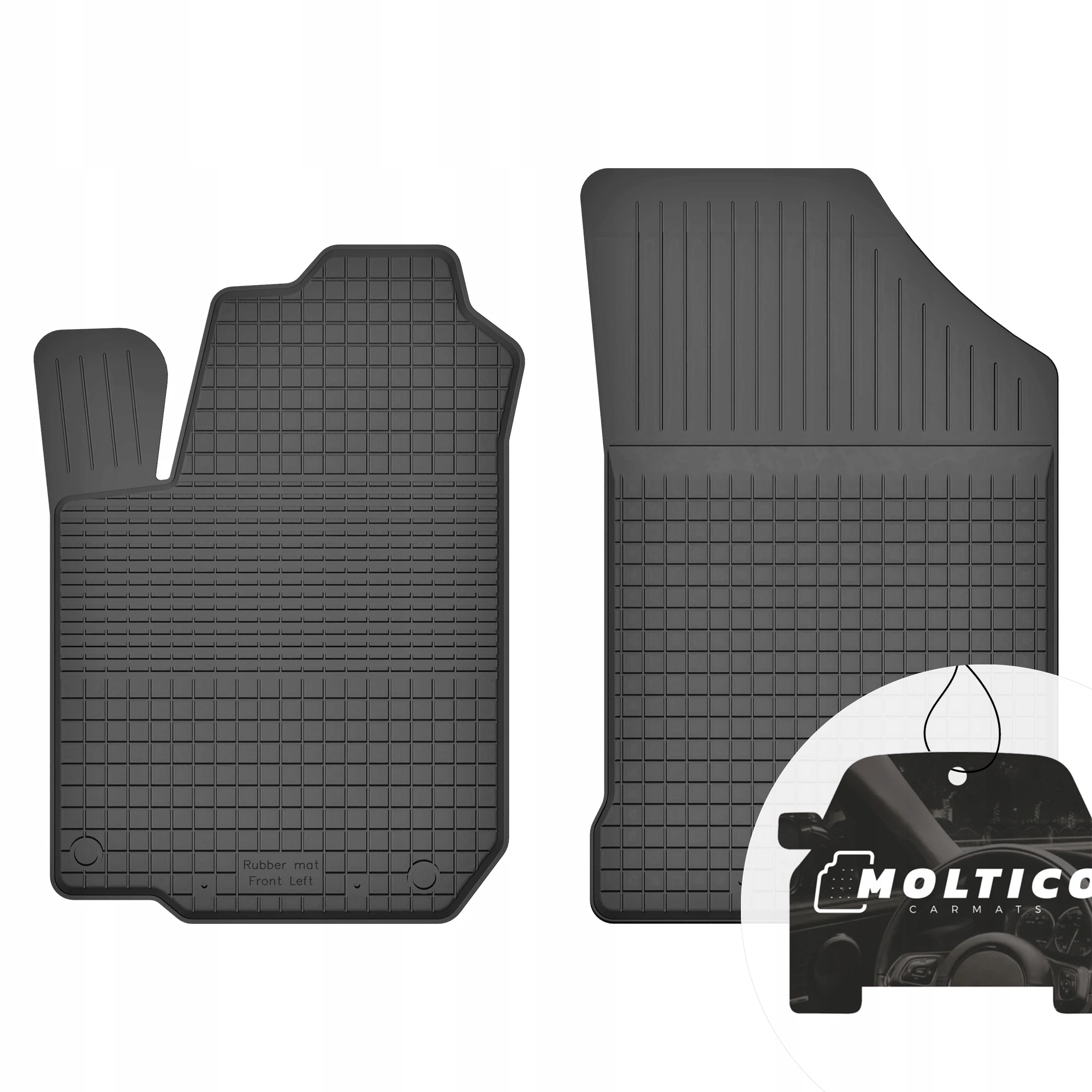 Rubberen vloermatten, geschikt voor de voorzijde van een Citroën C8, bouwjaar 2002-2012, met rand.