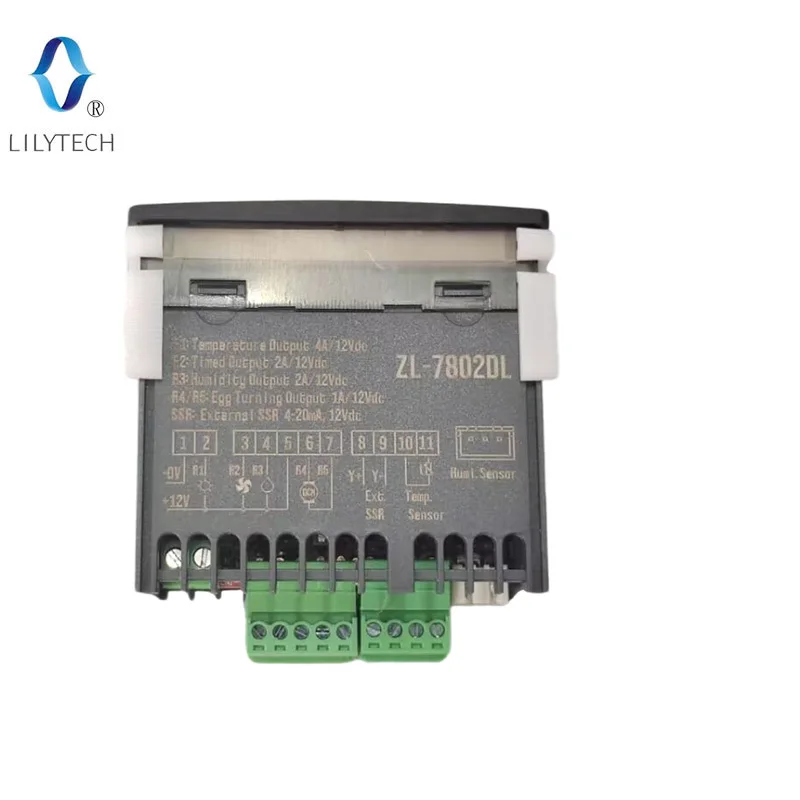 ZL-7802DL, entradas y salidas de 12 VCC, controlador de incubadora de 12 V, Lilytech, controlador de temperatura y humedad para incubadora