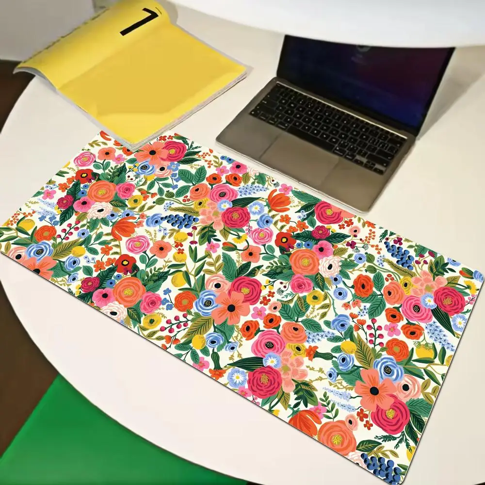 Große bunte Blumen-Schreibtischunterlage – rutschfeste Gaming-Mausmatte für Büro und E-Sport – perfektes Geschenk für Jugendliche und Liebhaber XAXC
