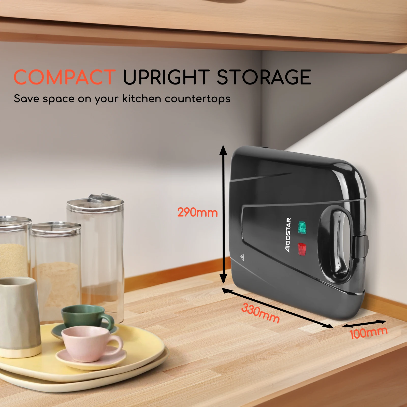 ماكينة صنع الساندوتشات XXL مع مؤشر ليد ، طلاء لا يلتصق ، تسخين سريع ، تحكم أوتوماتيكي في درجة الحرارة ، تخزين رأسي ، خالي من بيسفاط بيسفاط ، من دبليو