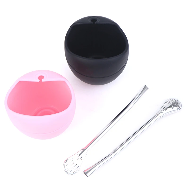 5oz Siliconen Yerba Mate Cup Kalebas Met Bombilla Stro Bpa Gratis 5oz Silicone Bombillas Yerba Mate Cup Set view 4