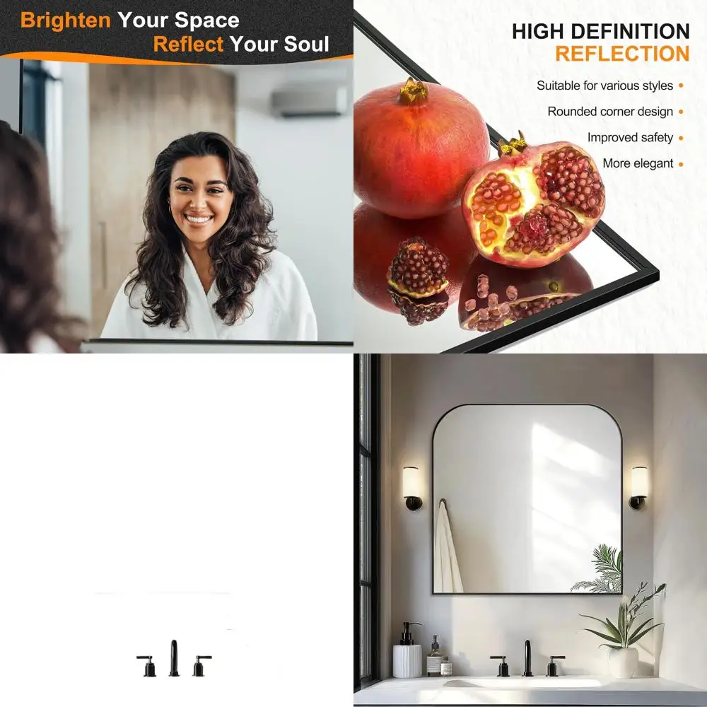 

30-дюймовое квадратное настенное зеркало в черной металлической раме для ванной комнаты, над раковиной, для гостиных и прихожих