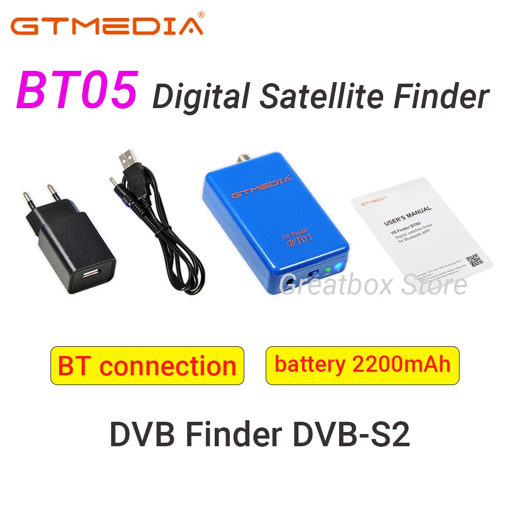 2023 GTMEDIA V8 Finder BT05 DVB Finder DVB-S2 BT Connection Support Satellite Selection LNB Built-in lithium battery 2200mAh