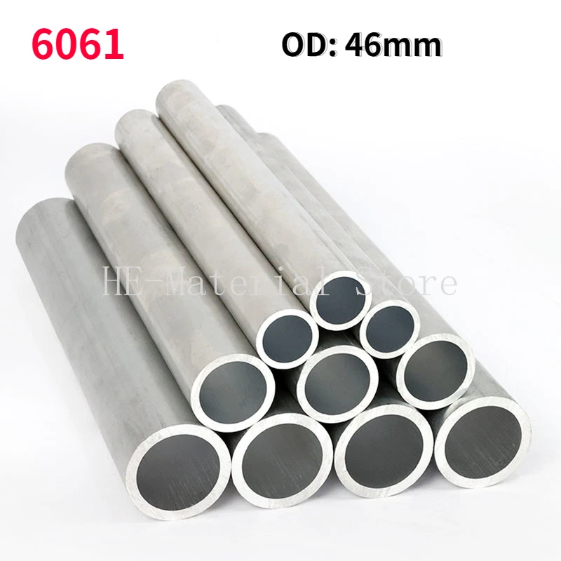 1Pcs Length 100mm 6061 Aluminium Alloy Tube OD 46mm Hollow Round Aluminum Tube ID 19/24/34/41mm