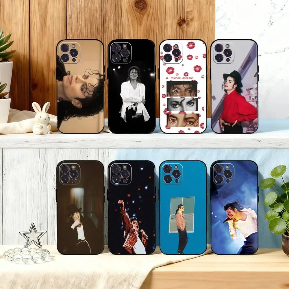 

1-1pc S-Singer Michael Jackson Phone Case For iPhone17,16,15,14,13,12Plus,Pro Max,XS,5G Soft Silicone Black Cover