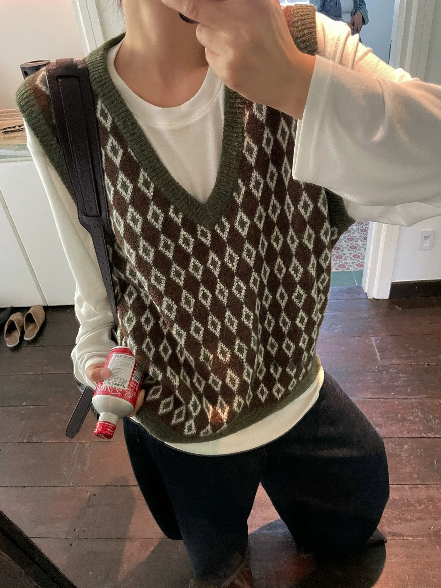 

JCCC Retro een Knitted Sweater Vest V-Ne Color Blo Diamond Pattern Women's Thiened Autumn Winter Faion Nylon Blend