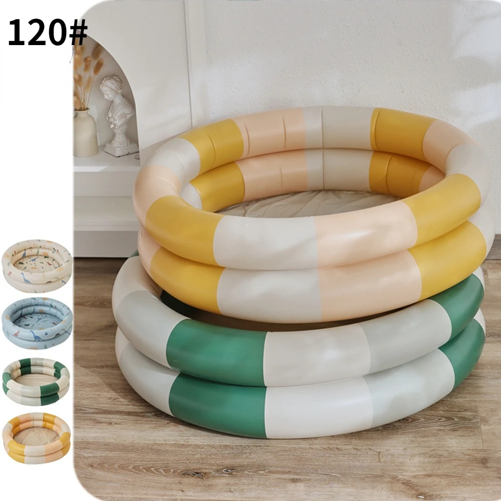 120# Vintage Striped Baby Swimming Pool For Babe Household Outdoor Paddling Pool Soft PVC Round Fence Play Space Room Bath Pool