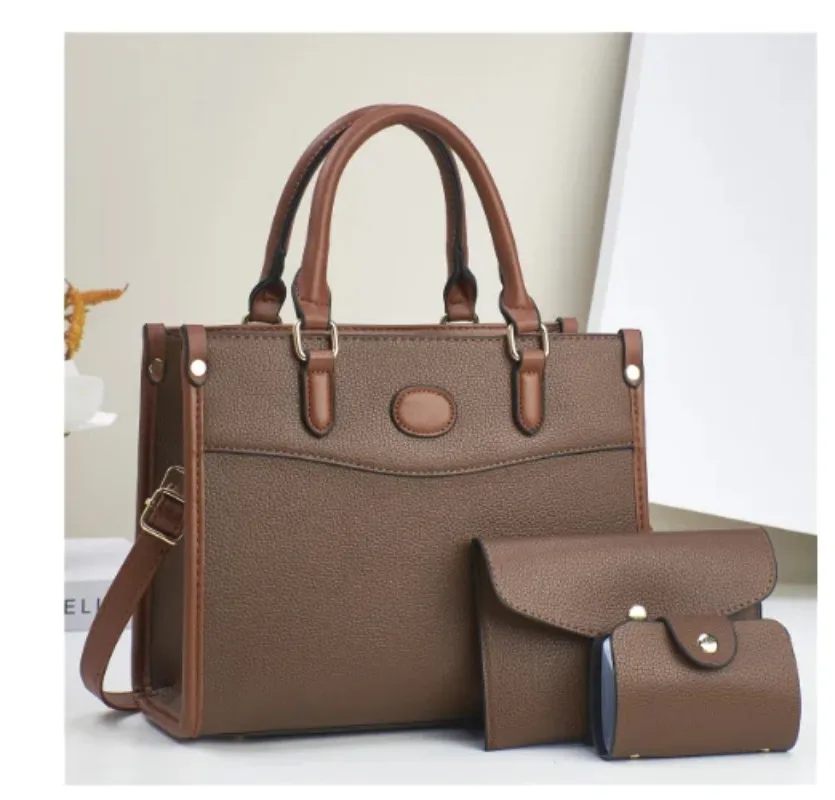 

3pcs/set Women Tote Handbag Wallet PU Leather Top-handle Bag Large Capacity Female Shoulder Bags Luxury Designer Casual Tote Bag