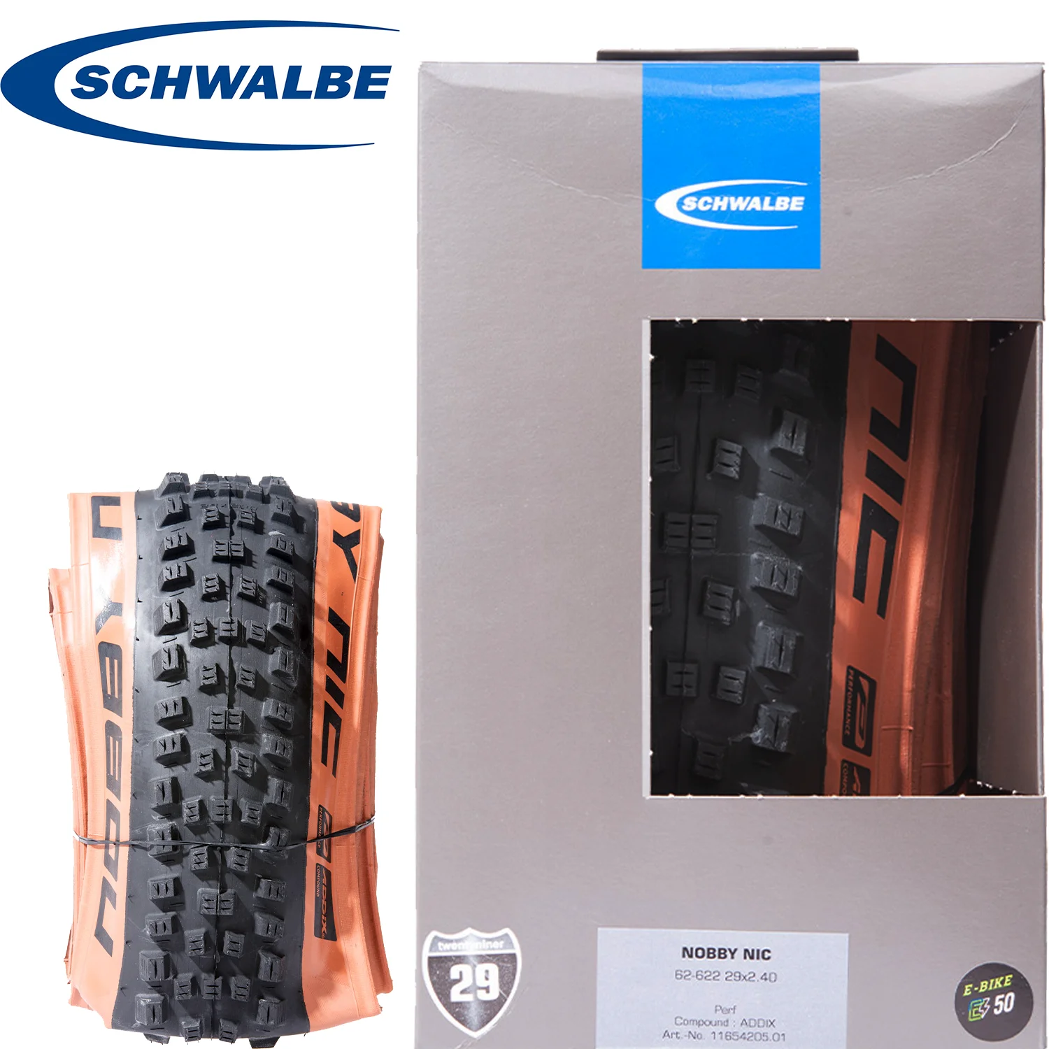 SCHWALBE NOBBY NIC MTB BICYCLE TIRES 29x2.40 Mountain BIKE XC Enduro Trails TYRE Rim 29 Bicycle Accessories