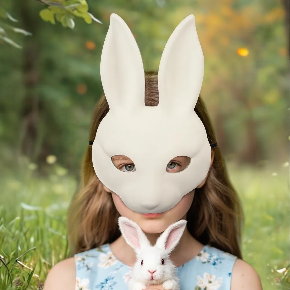 

Realistic White Rabbit Mask Novelty DIY Crafting Rabbit Cosplay Mask Comfortable Fit Handmade Anime Mask Props
